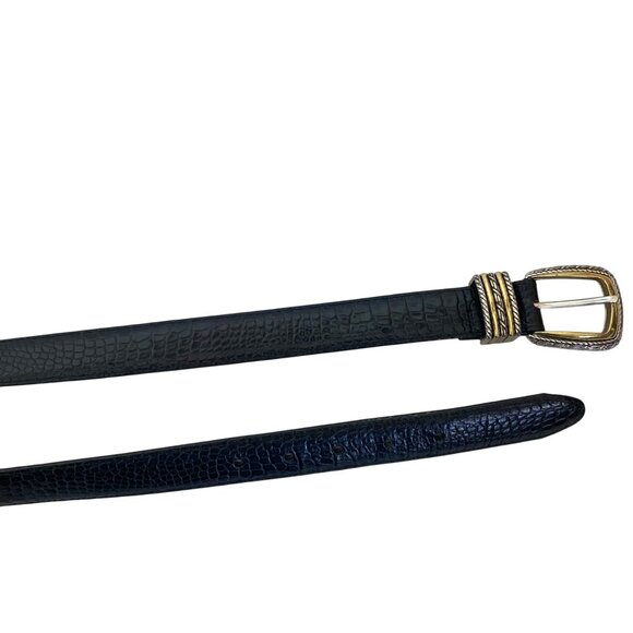 Vintage Brighton Classics Black Croc Embossed Leather Belt Womens Small 28 - Picture 4 of 10
